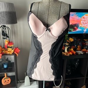 TORRID Sexy Pink with Black Lace Chemise Teddy Lingerie Size 3